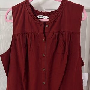 Sonoma Rust Linen Blend Flowy Tank Top 2X NWT